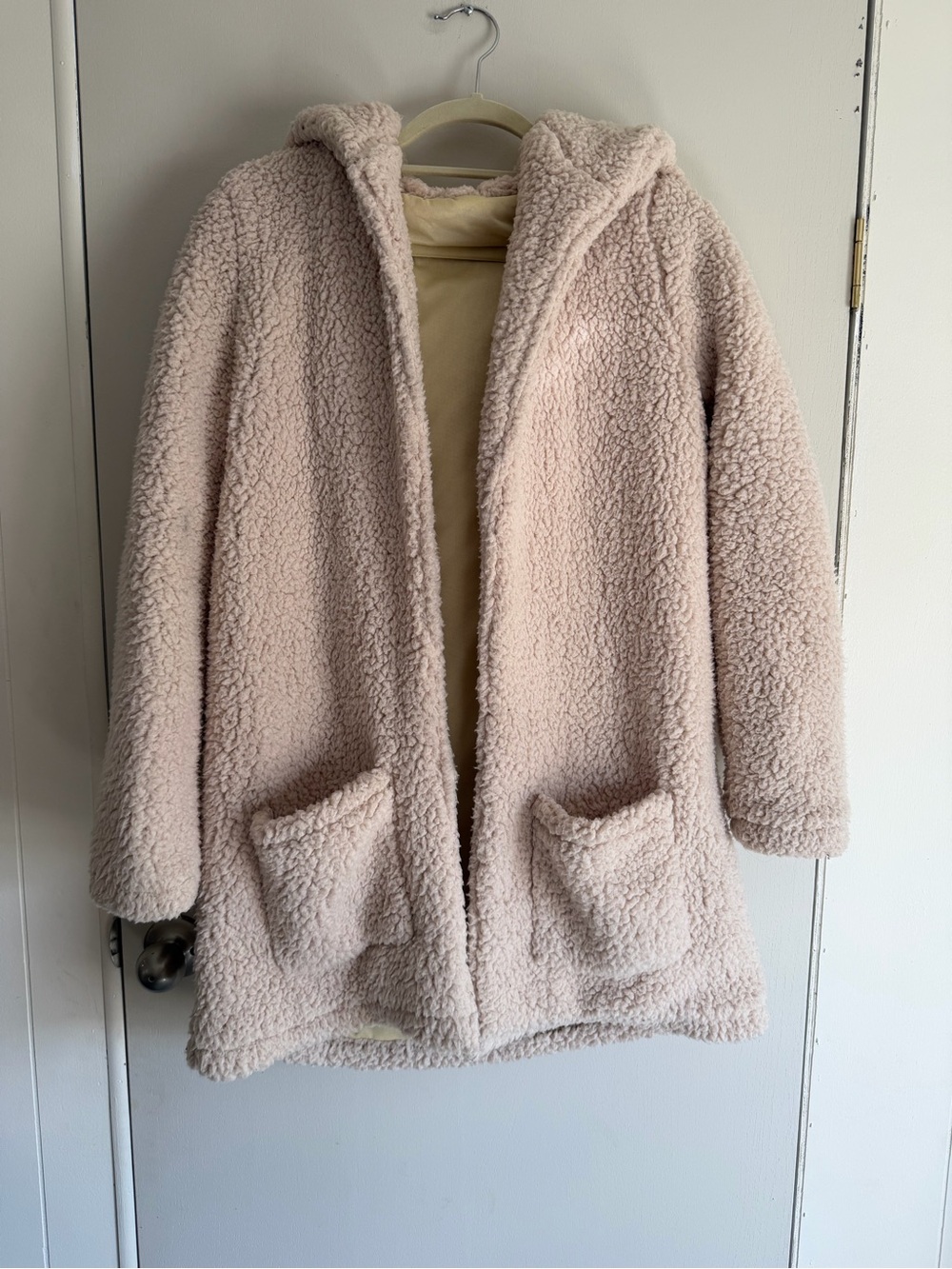 Cozy Sherpa Hooded Coat – Light Beige